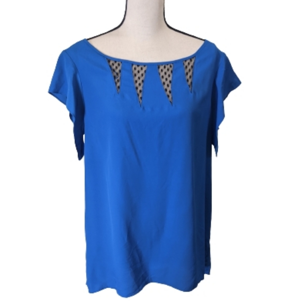 🌟 Nicole Richie Cobalt Blue Short Sleeves Blouse L